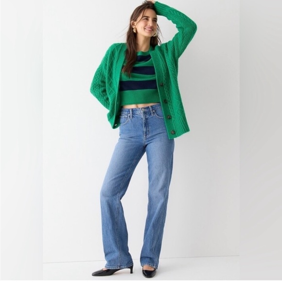 J. Crew High-rise full-length flare‎ jean in Medium Indigo wash - Picture 1 of 8